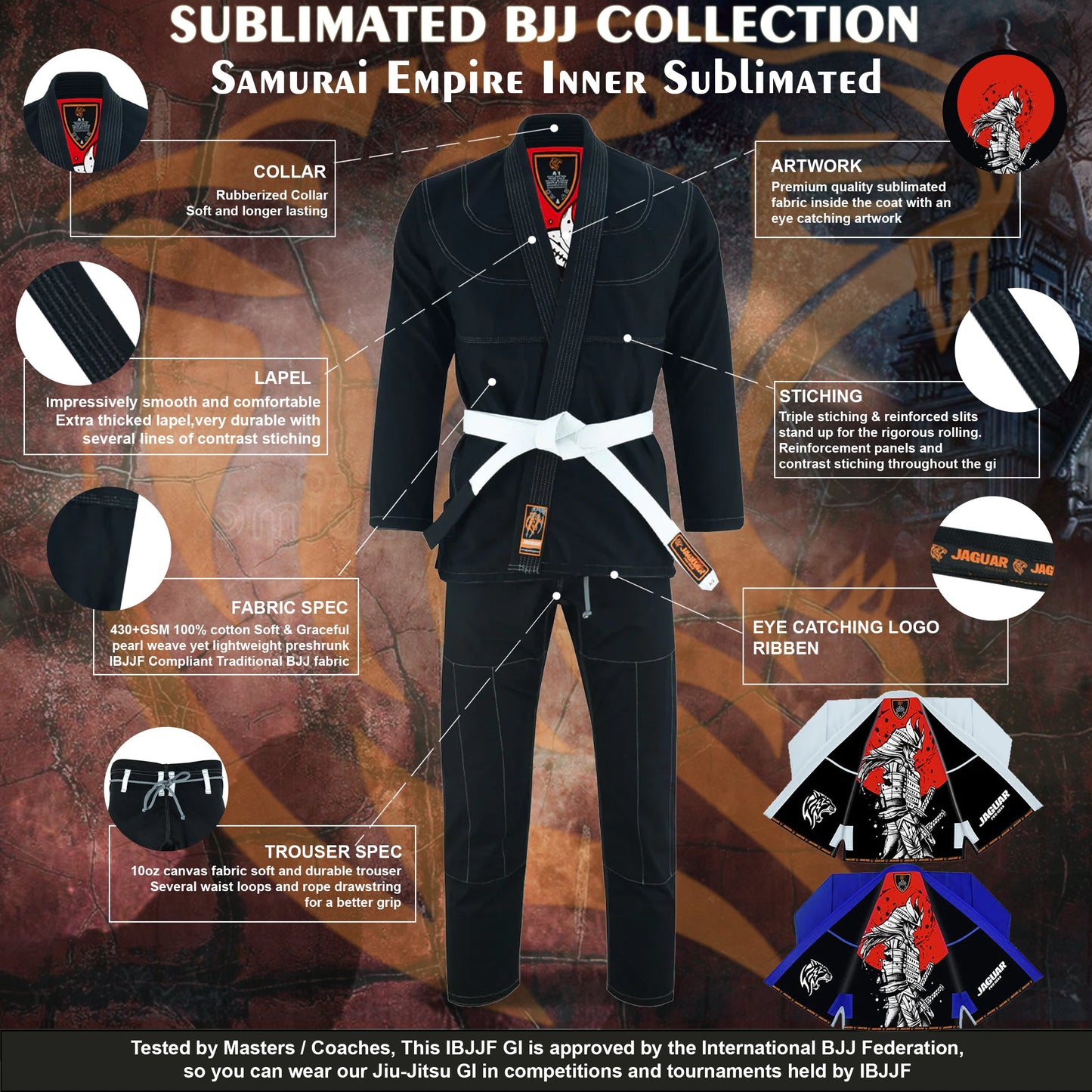 Jaguar Pro Gear â?? Samurai Empire Inner Sublimated - Pro Brazilian Jiu Jitsu BJJ Kimono Gi Uniform Unisex