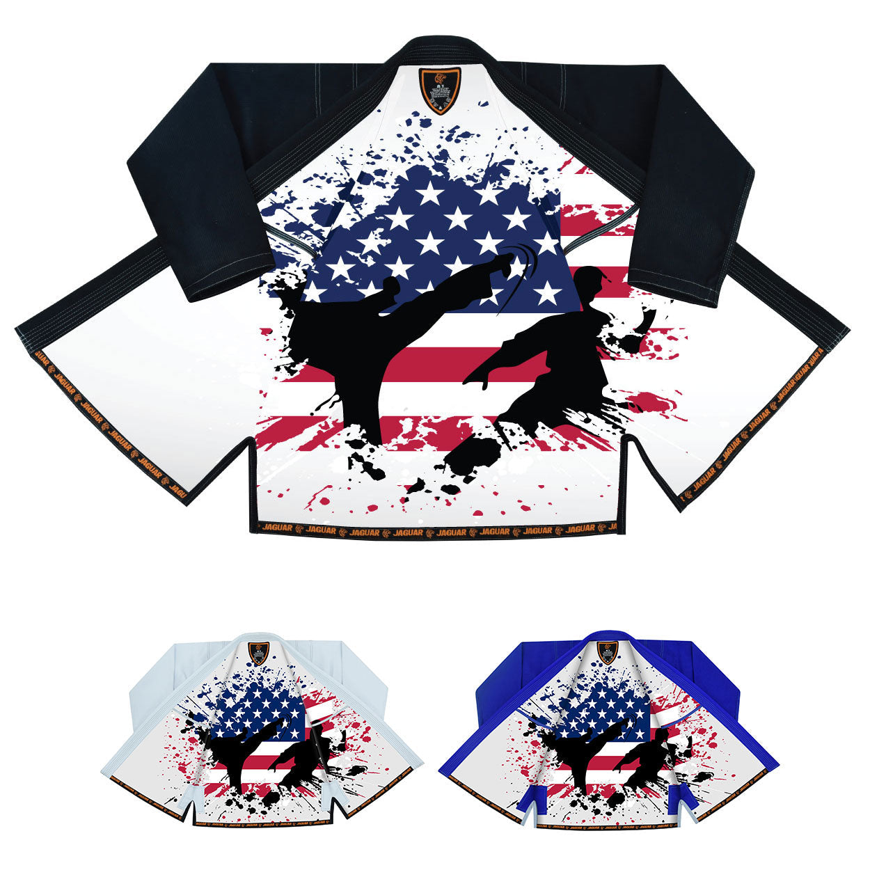 Jaguar Pro Gear - Patriotic US Flag Inner Sublimated - Pro Brazilian Jiu Jitsu BJJ Kimono Gi Uniform Unisex Pure Cotton