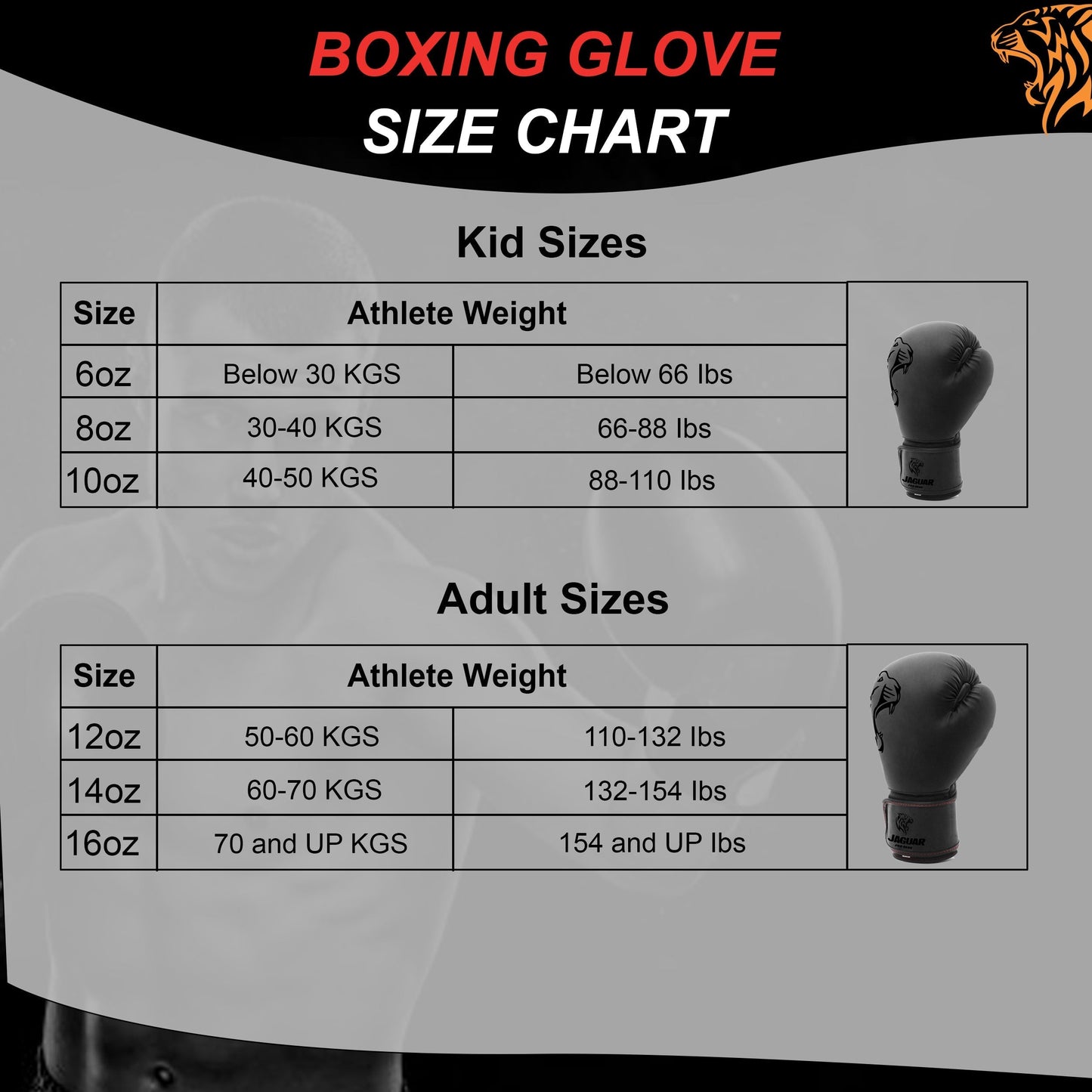 Jaguar PRO series - Traning Boxing Gloves For Boxing MMA Muay Thai Bag workout - Training & Competition