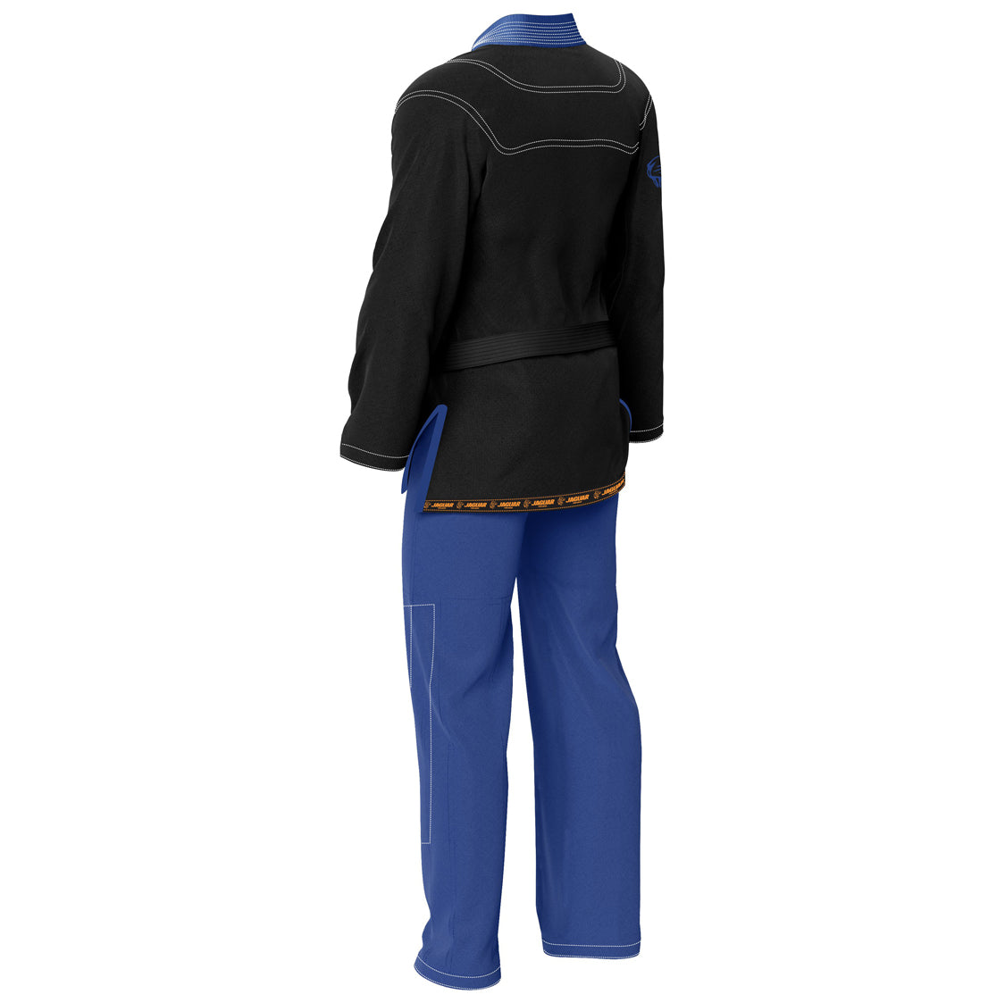 Black shirt blue trouser