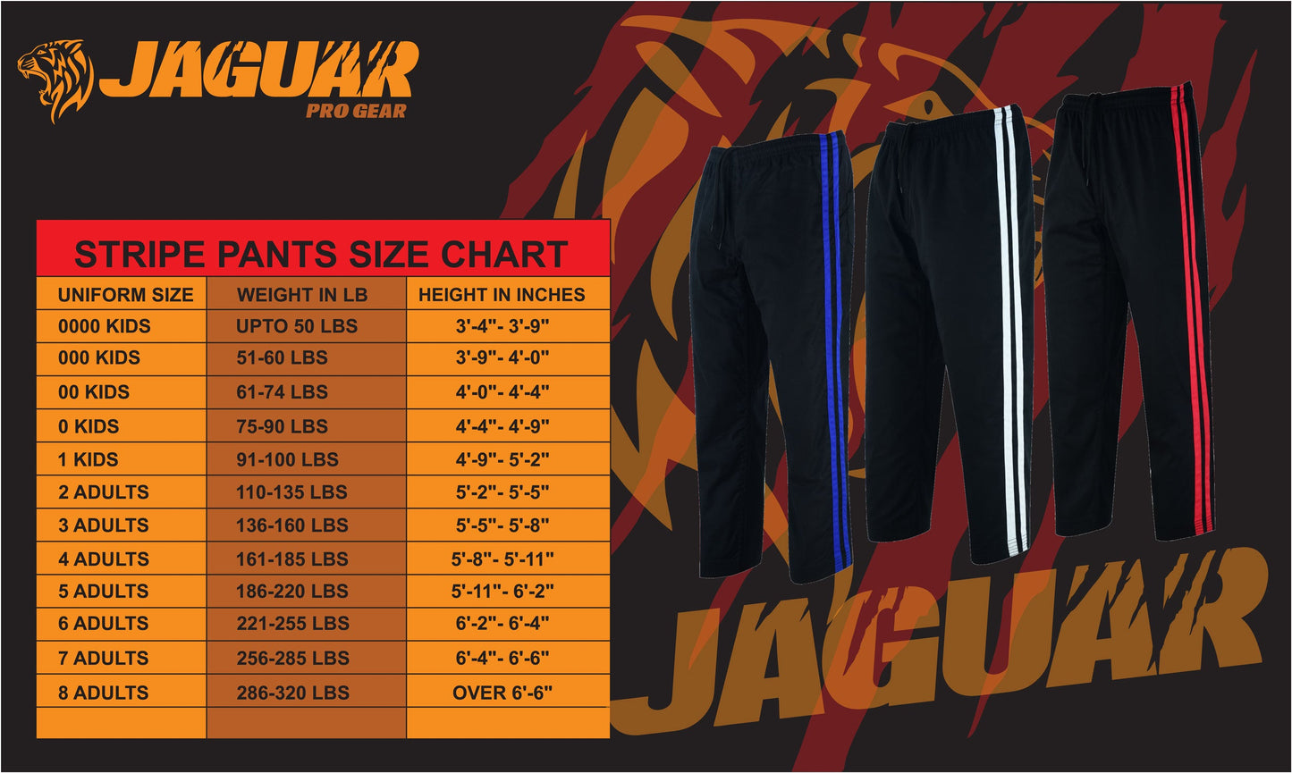 Jaguar Striped Karate Pants For  Karate Kick Boxing MMA Muay Thai Martial Arts