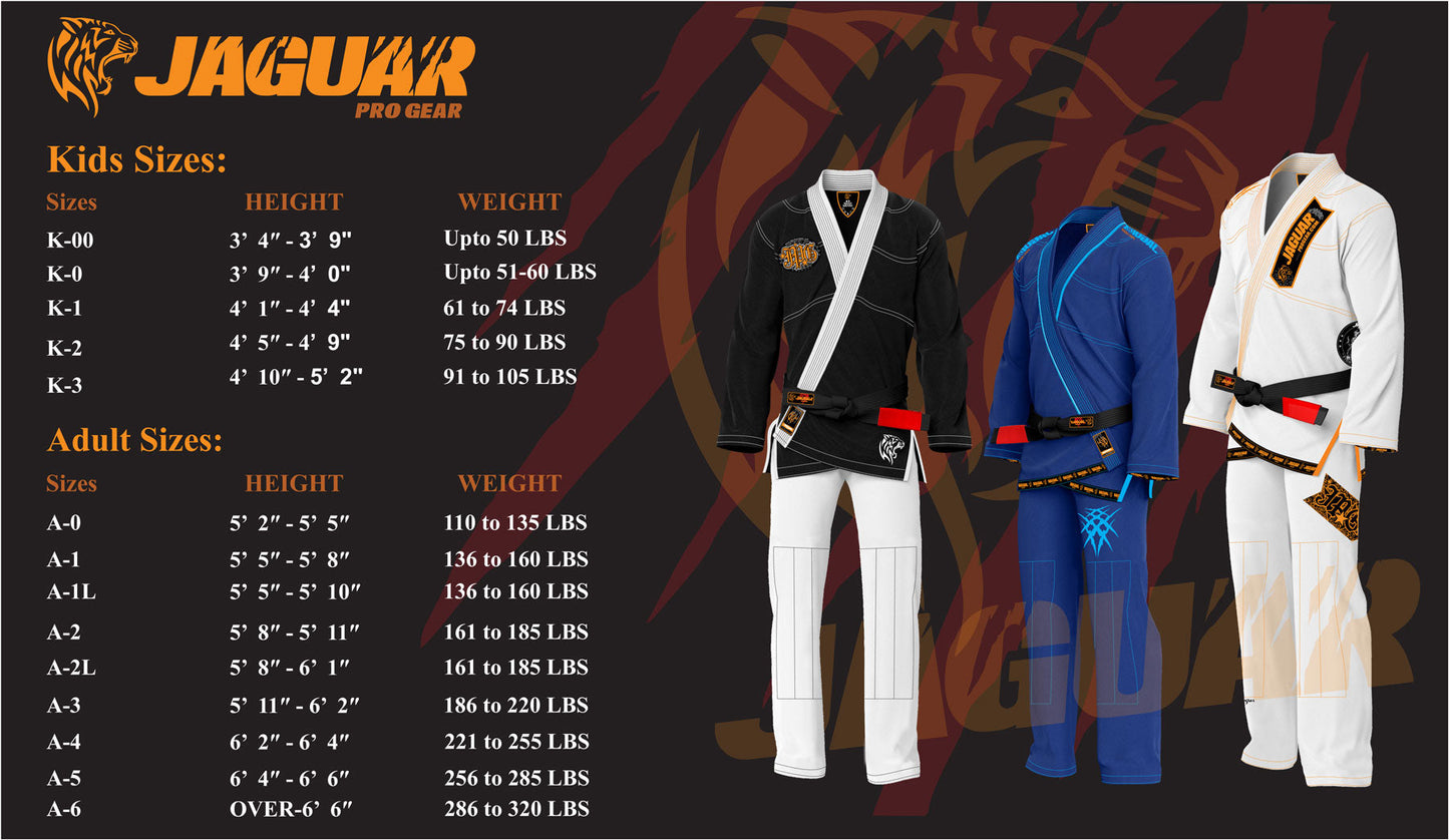 Jaguar Pro Gear – Way of the Warrior Inner Sublimated - Pro Brazilian Jiu Jitsu BJJ Kimono Gi Uniform Unisex