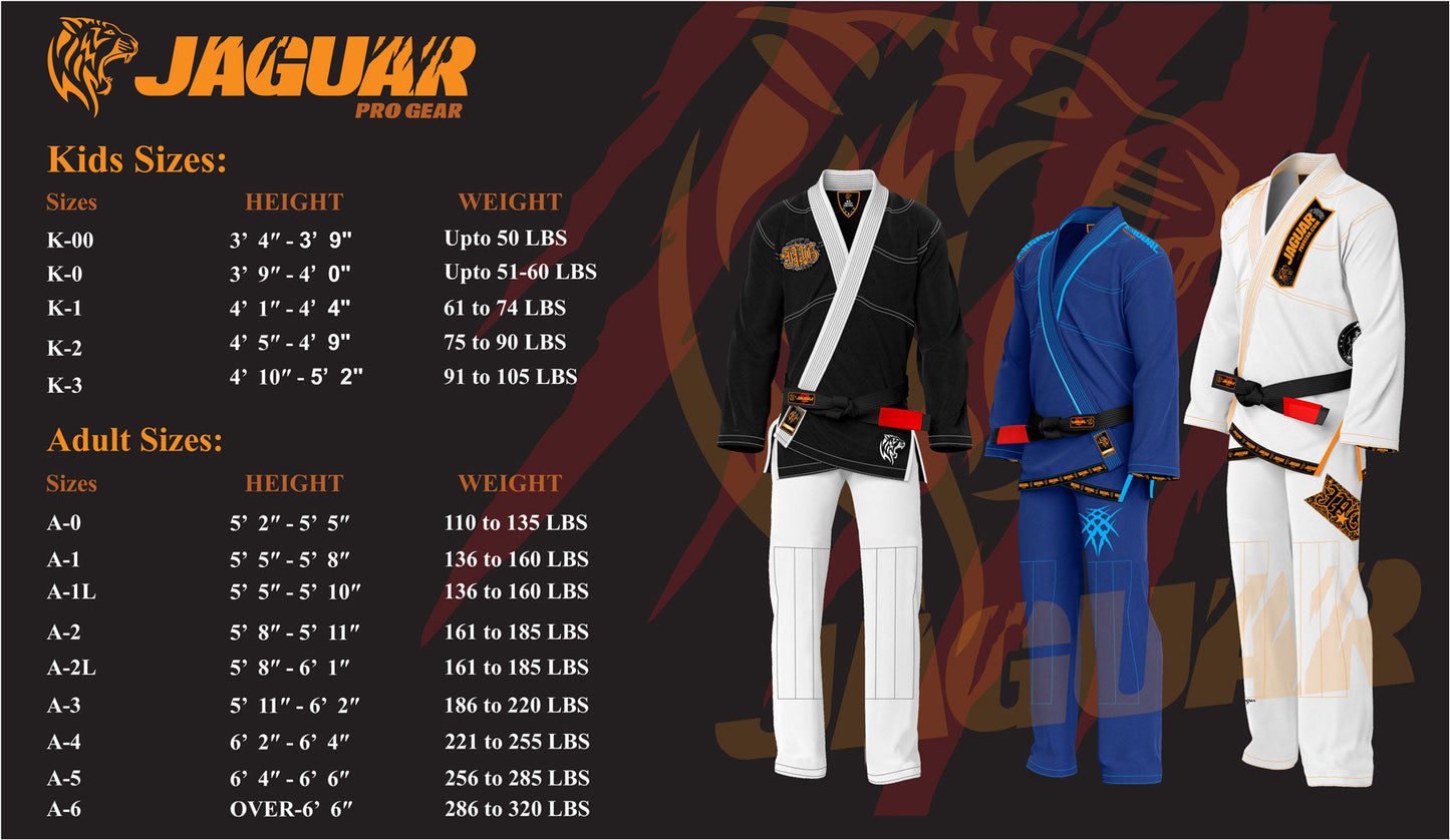 Jaguar Pro Gear â?? Kendo Fighters Inner Sublimated - Pro Brazilian Jiu Jitsu BJJ Kimono Gi Uniform Unisex Pure Cotton
